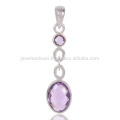 Jóias elegantes Natural Amethyst Cut Gemstone Handmade 925 Pendant